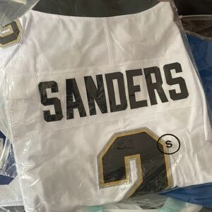 White Football Jersey with Black and Gold Accents